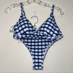 EUC Cupshe Blue and White Gingham Bikini Small